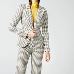 NWT SMYTHE - PATCH POCKET DUCHESS BLAZER - IVORY/BLACK GRID SIZE 8